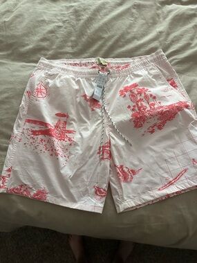 J. Crew Light Pink Palm-Print Swim Trunks